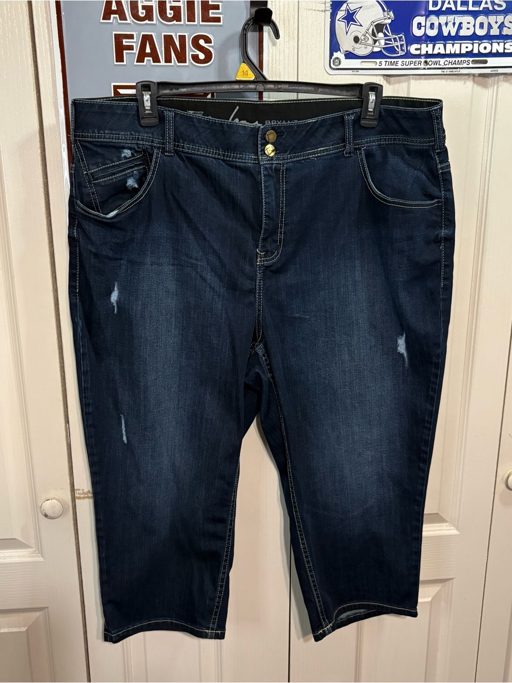 Lane Bryant Women’s Dark Wash Distressed Capri Jeans -